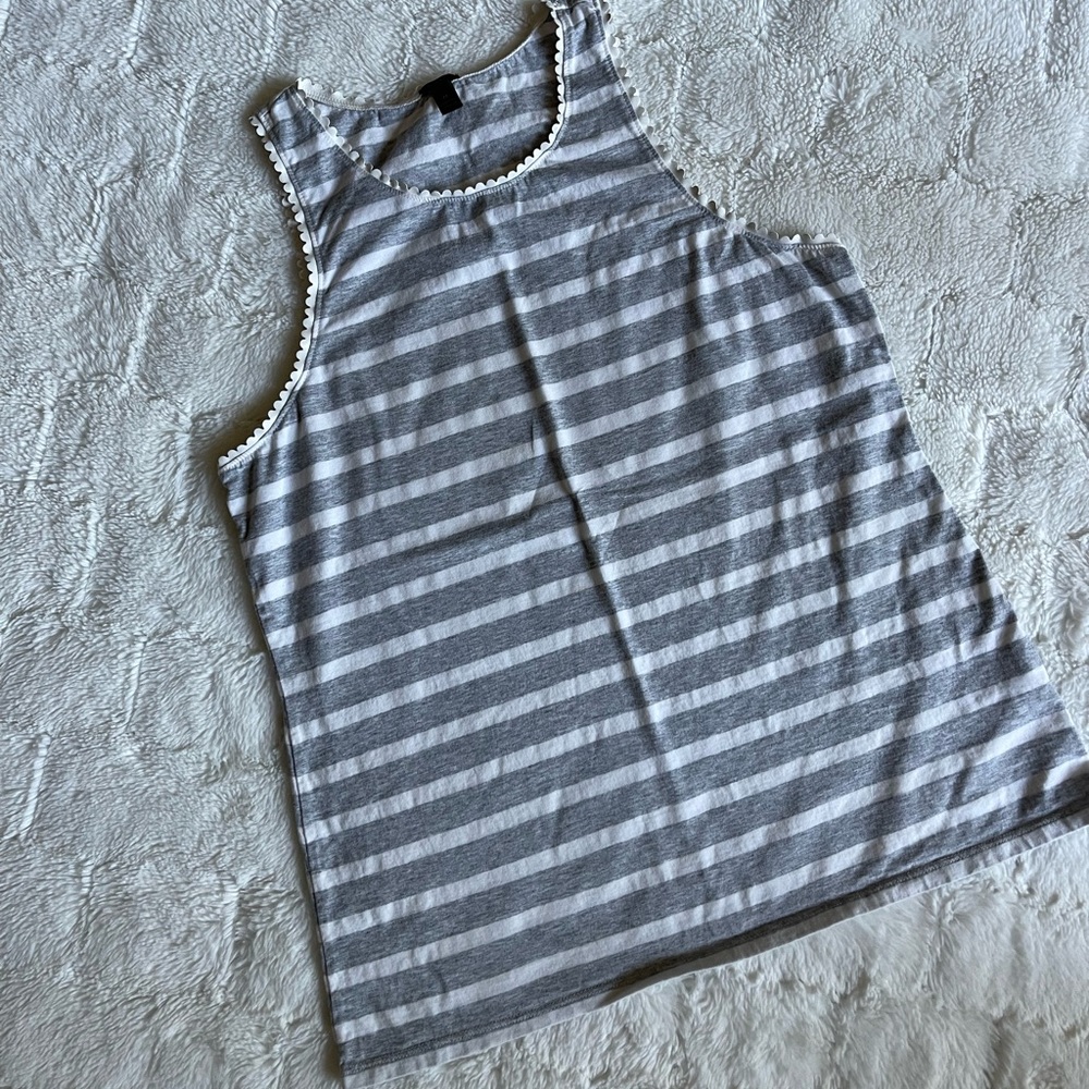 J crew white and gray striped top size M